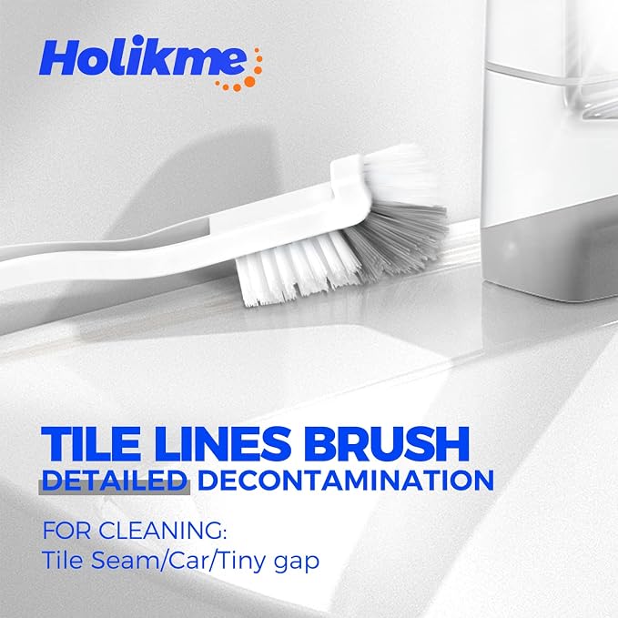 Holikme 7 Pack Cleaning Brush Scrub Brush Kitchen Brush for Floor,Black | Deep Cleaning Brush Set, Scrub Pads with Scraper Tip for Pool Walls, Bathroom, Grout, Floor, Bike, Tub, Shower