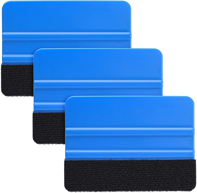Durable Black Felt Edge Vinyl Squeegee Tool 4-Inch (Pack of 3) | Car Vinyl Film Wrapping Decal Window Tint Work, Professional Scratch Free Squeegee