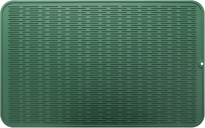 MicoYang Silicone Dish Drying Mat for Multiple Usage,Easy clean,Eco-friendly,Heat-resistant Silicone Mat for Kitchen Counter or Sink,Refrigerator or Drawer Liner Green 3XL 28 inches x 18 inches