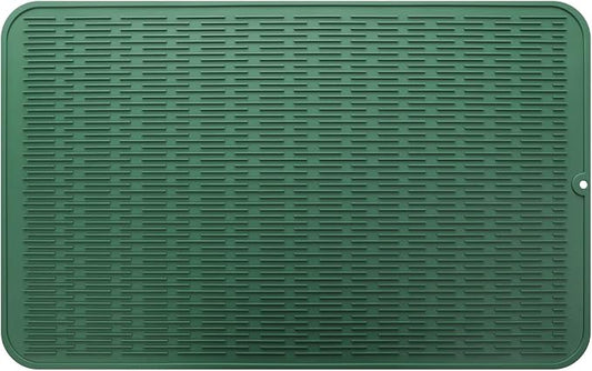 MicoYang Silicone Dish Drying Mat for Multiple Usage,Easy clean,Eco-friendly,Heat-resistant Silicone Mat for Kitchen Counter or Sink,Refrigerator or Drawer Liner Green 3XL 28 inches x 18 inches