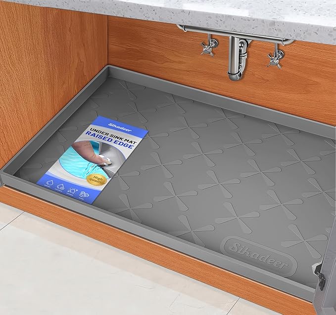 SIKADEER 22" x 22" Under Sink Mat Waterproof, Silicone Mat Kitchen Drawer Shelf and Cabinet Liner, Sink Protector for Kitchen Organizers and Storage, Boot Tray Pet Food Mats