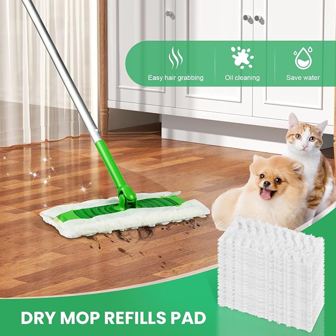 Pure Realm 60 Count Swiffer Dry Cloths Compatible with Swiffer Sweeper Mop | Deluxe 2-in-1 Floor Mopping and Limited Edition Pink Wicked, Cleaning Dust and Hair, for Swiffer Dry Sweeping Cloths