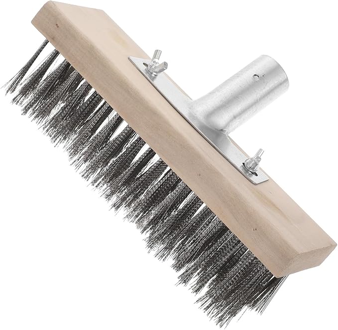 Heavy Duty Stainless Steel Wire Scrub Brush 20cm Head Outdoor Removal Floor for Garden, Garage, and Rough Surface Cleaning