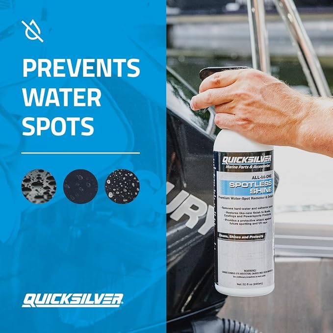 Quicksilver Spotless Shine for Marine Boats and Outboard Engines, RV and Powersports, 32 oz.