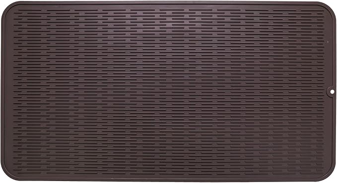 MicoYang Silicone Dish Drying Mat for Multiple Usage,Easy clean,Eco-friendly,Heat-resistant Silicone Mat for Kitchen Counter or Sink,Refrigerator or Drawer Liner Coffee 4XL 32 inches x 18 inches