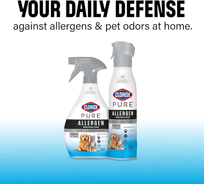 Clorox PURE Allergen Neutralizer Daily Air Spray, Fights Pet Odors, Fresh Scent, 8 Ounces