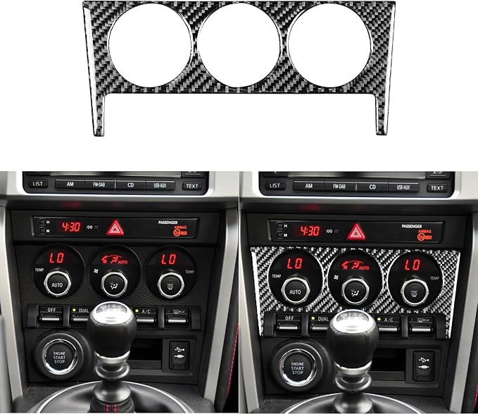 Real Carbon Fiber Trim for Subaru Accessories | for BRZ 2016 2017 2018 2019 2020 Air Conditioner A/C Control Button Interior Thick Overlay Decal - A