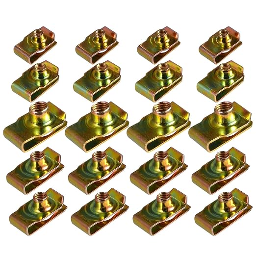 Amosfun U Clip Nut Smooth Finish and Precision-Polished Edges 80pcs Stainless Steel Wear-Resistant Threaded U-Shaped Retaining Clips for Car Dashboard and Trim for Auto Interior Panel