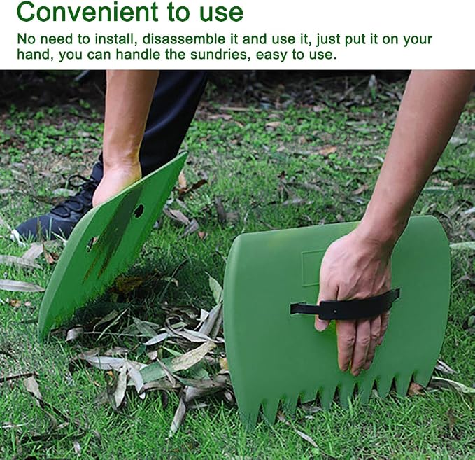 Bibabala Garden and Yard Leaf Scoops Hand Rakes, Large Sized Hand Rakes, Lightweight Plastic Leaf Scoop, for Leaves, Lawn Debris and Trash Pick Up(Dark Green)