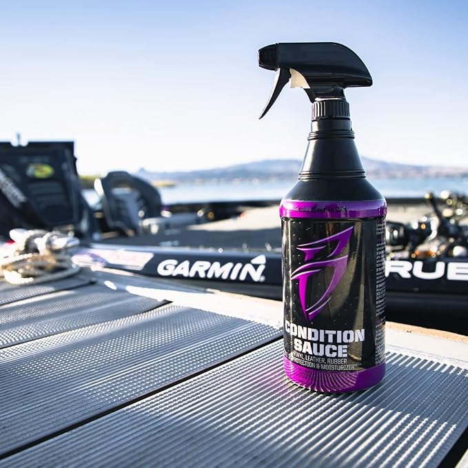 Boat Bling Condition Sauce Premium Interior Moisturizer w/UV Protection, 32 oz., for Boats, RVs, Powersport Vehicles and More | UV-blocking interior moisturizer helps prevent fading, cracking and discoloration on vinyl, leather, rubber and plastic