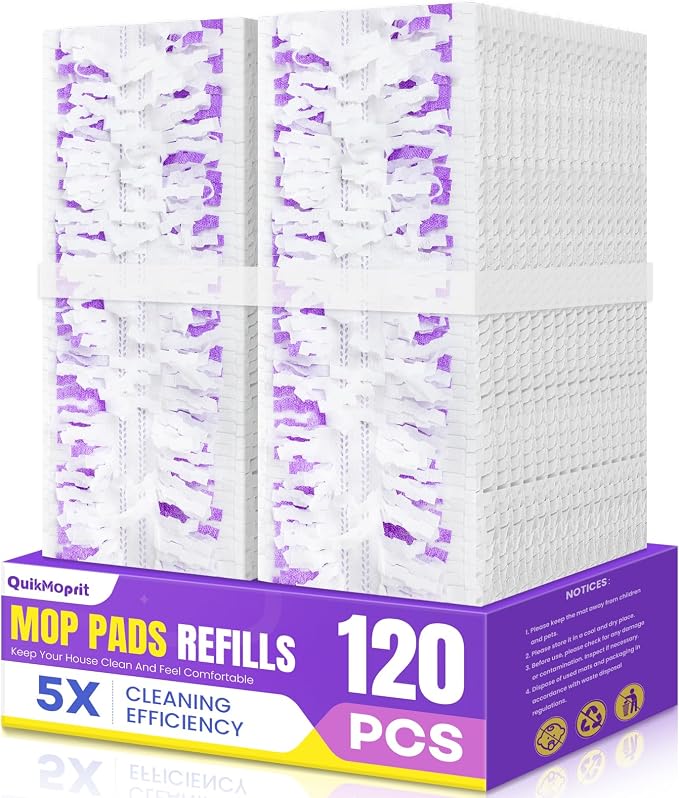 120 Pcs Power Mop Refills Pad, 5X Cleaning Multi-Surface Replacement for Swiffer Power Mop, Wet Pads Refill for Wood Floors & More, Compatible with Swiffer PowerMop Pads & Mopping Refills