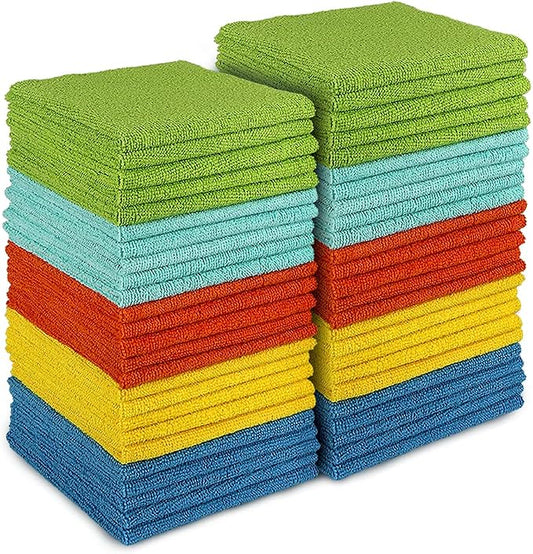 AIDEA Microfiber Cleaning Cloth, 50PK, Microfiber Towels for Cars, All Purpose Cleaning Rags for House, Dusting Cloth for Kitchen, Car, Window, 12"×12"