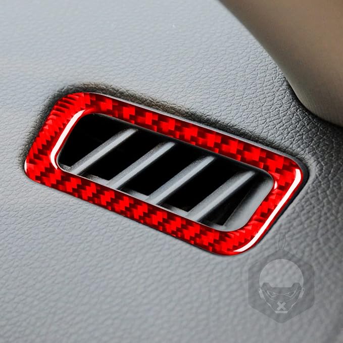 Red Real Carbon Fiber Trim for Nissan Rogue Accessories | for 2014-2020 / Rogue Sport 2017-2022 Dashboard Air Outlet Vent Sticker Interior Thick Overlay Decal