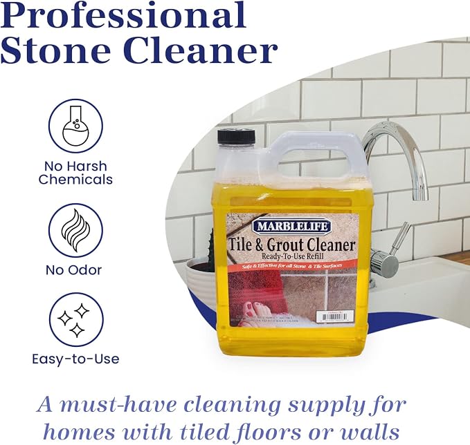 Marblelife Tile & Grout Cleaner - Tile and Grout Cleaner for Floors, Pools, Bathroom Shower, Bath & Other Surfaces, Safe & Effective, Ready-To-Use Refill Gallon