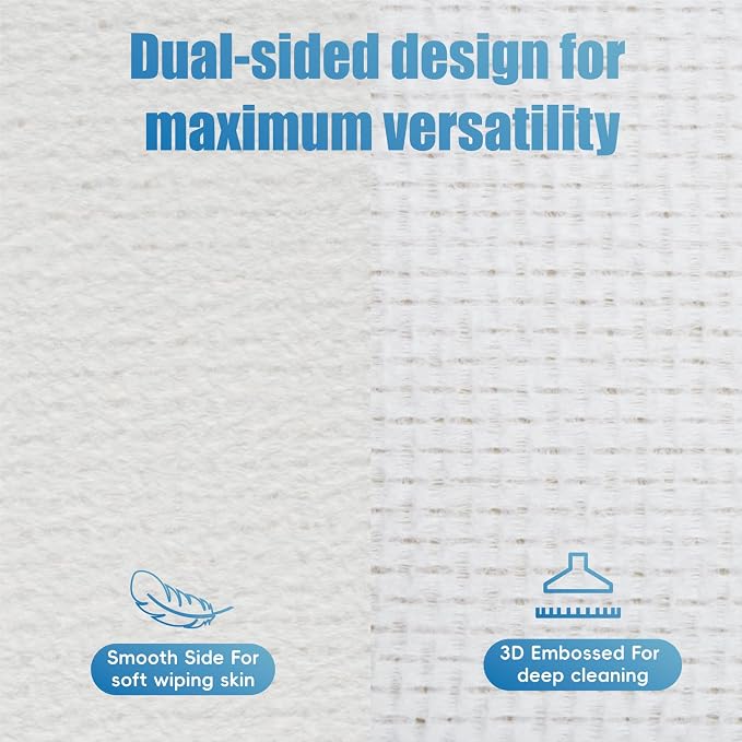 GWT XL Disposable Fragrance-Free Face Towels, 50 Count, 1 Pack | Lint-free, Makeup remover & cleanser, Biodegradable, Dry Wipes, Wet or Dry Use, Sensitive Skin