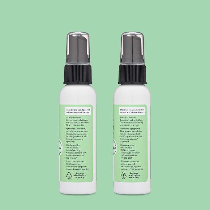 Fresh Wave Odor Eliminator Room Spray, 2 oz Travel Size, 2-Pack, Original | Plant oil formula with lime, pine needle, and cedarwood, Neutralizes air and fabric odors, Non-hazardous, Pet-safe