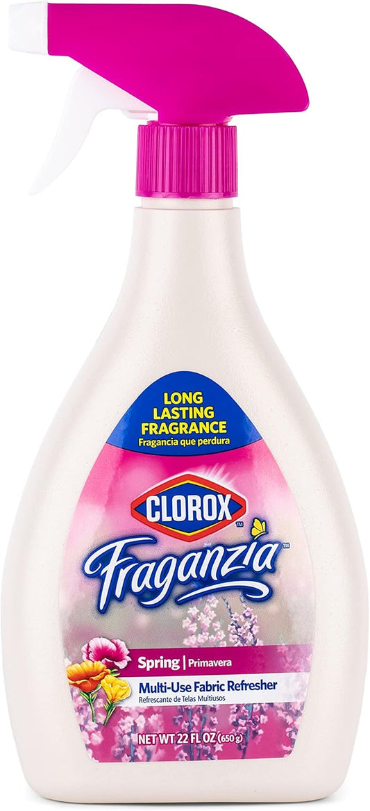 Clorox Fraganzia Refresher Spray, Spring Scent - Multi-Use Fabric and Linen Freshener Spray, Odor Eliminator for Home, Couches, Curtains, and Soft Upholstery, 22 Fl Oz