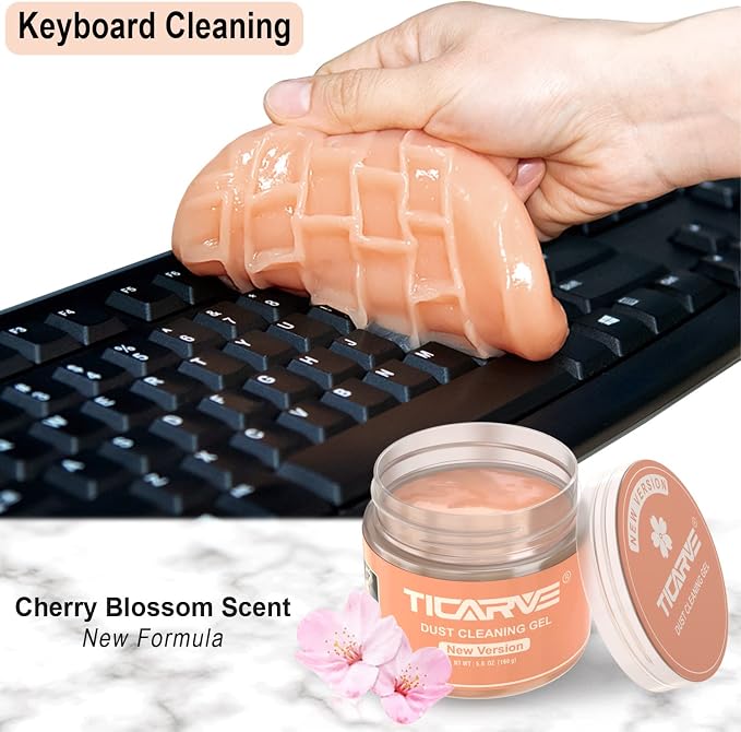 TICARVE Cleaning Gel for Car Detail Putty Car Vent Cleaner Upgrade Orange | Universal Tiny Crevices Gel, Car Interior Cleaning Putty, Auto Detail Tools, Car Dust Cleaning Mud, Keyboard Cleaner Slime