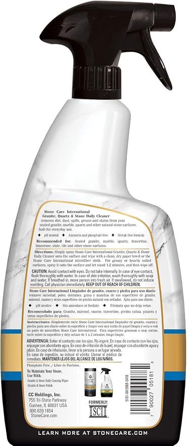 Stone Care International Granite Cleaner - 32 Fluid Ounces (2 Pack) Granite Marble Quartz Tile Travertine Limestone Slate Clean