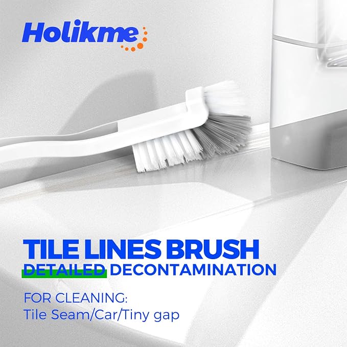 Holikme 7 Pack Cleaning Brush Scrub Brush Kitchen Brush for Floor,Brown | Deep Cleaning Brush Set, Scrub Pads with Scraper Tip for Pool Walls, Bathroom, Grout, Floor, Bike, Tub, Shower