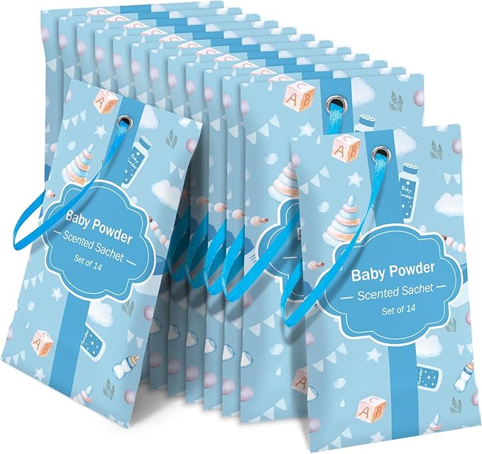 STRN Scented Sachets for Drawer and Closet, Baby Powder Scent 14 Packs | Long-Lasting Sachets, Small Space Air Freshener for Wardrobes