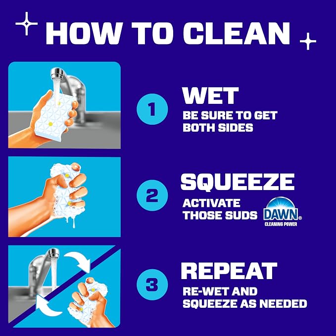 Mr. Clean Magic Eraser Sponge, Bathroom Cleaner, Shower Cleaner, Tub Cleaner, Soap Scum Remover, Bathroom Cleaning Supplies, Dawn Cleaning Power with Lemon Scent, 2 in 1 Bath, 5ct (Pack of 4)