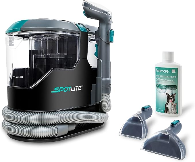 Kenmore KW2001 SpotLite Portable Carpet Spot Cleaner & Pet Stain Remover | 17Kpa Powerful Suction, Versatile Tools for Upholstery, Couches, Car, Auto Detailer