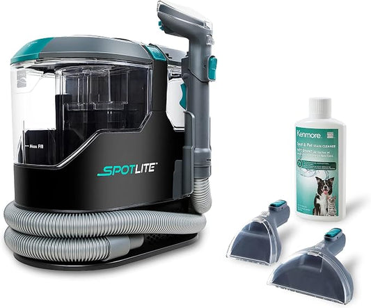 Kenmore KW2001 SpotLite Portable Carpet Spot Cleaner & Pet Stain Remover | 17Kpa Powerful Suction, Versatile Tools for Upholstery, Couches, Car, Auto Detailer