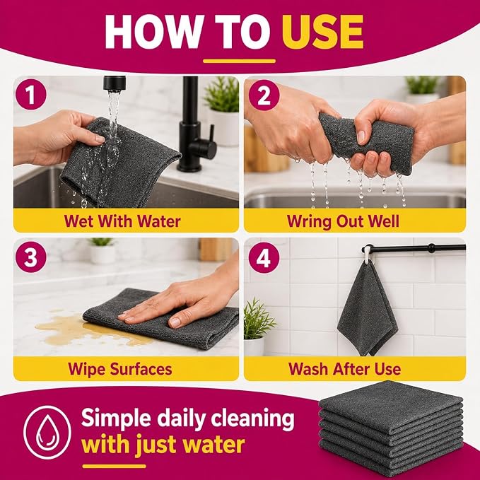 Magic Cleaning Cloths,Thick Microfiber (15PC) | Streak Free For Glass & Kitchen,Microfiber Cleaning Cloths 16x12 Inch, Lint Free Reusable Cleaning Rags