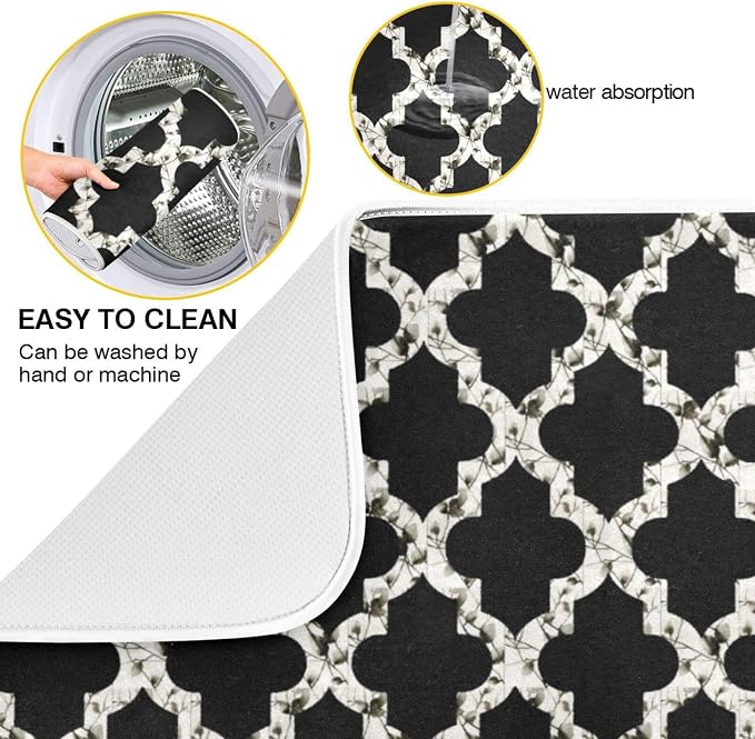 Super Absorbent Dish Drying Mat, Microfiber Fast-Drying Dish Mat, 24" x 18", Kitchen Dish Drying Pad, Geometry Texture Classic Modern