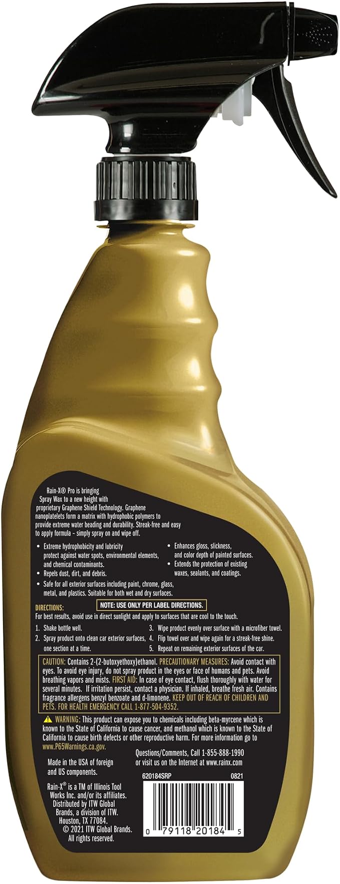 Rain-X PRO 620184SRP Graphene Spray Wax, 23oz - Enhances Gloss, Slickness and Color Depth of Painted Surfaces While Repelling Dust, Dirt and Debris, Extending Existing Wax Protection
