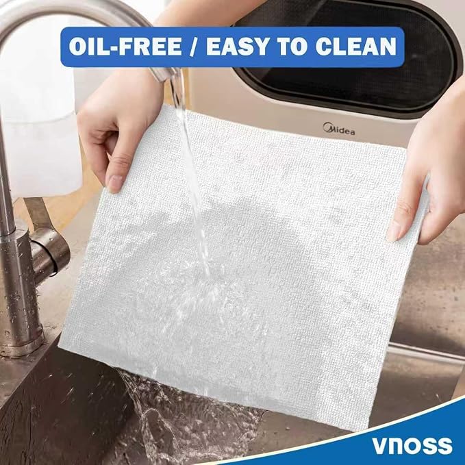 55 Pack Microfiber Cleaning Cloth Roll, Tear Away Reusable Towels, 11" X 9", Ultra Absorbent & Lint Free Cloth for Cars, Kitchen, Window, Home and Shop, White