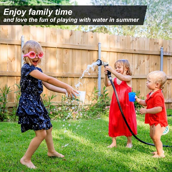Garden Hose Nozzles,9 Spray Patterns Heavy Duty Metal Hose Sprayer Nozzle | Hose Nozzle Spray High Pressure Slip Resistant Water Sprayer for Plants & Lawns Watering,Car Washing and Pet Showering Gray
