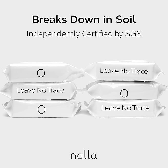Nolla Flushable Wipes Bulk Pack - 100% Plant-Based and Biodegradable - Soft, Unscented + Soothing Aloe and Vitamin E - For Adults and Kids 2,400 Count (40 Packs of 60)