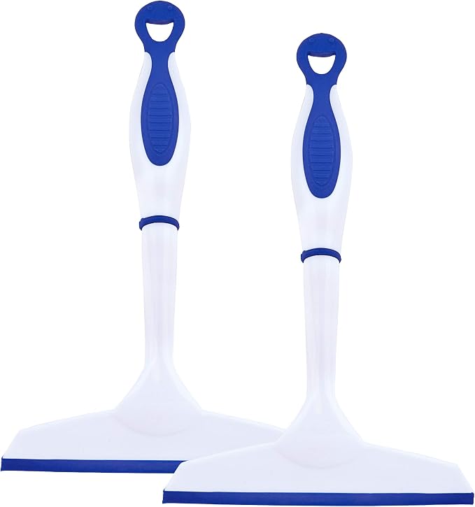 Superio Rubber Squeegee, 2 Pack, Streak Free All Purpose Window Squeegee, Comfort Grip Handle and Hanging Hook (Blue, 6 Inch- 2 Pack)