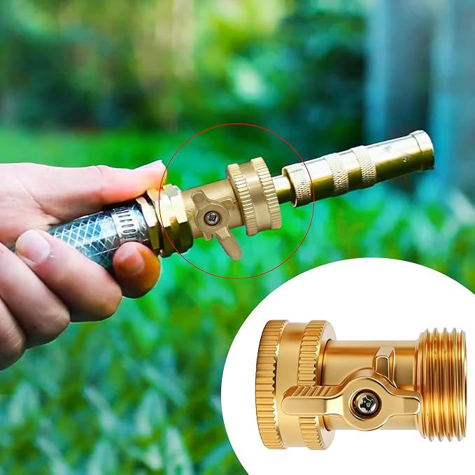 Xiny Tool Brass Garden Hose Shut Off Valve, 2 Pack Heavy Duty 3/4 Inch Solid Brass Garden Hose Shut Off Valve with 10 Extra Rubber Washers