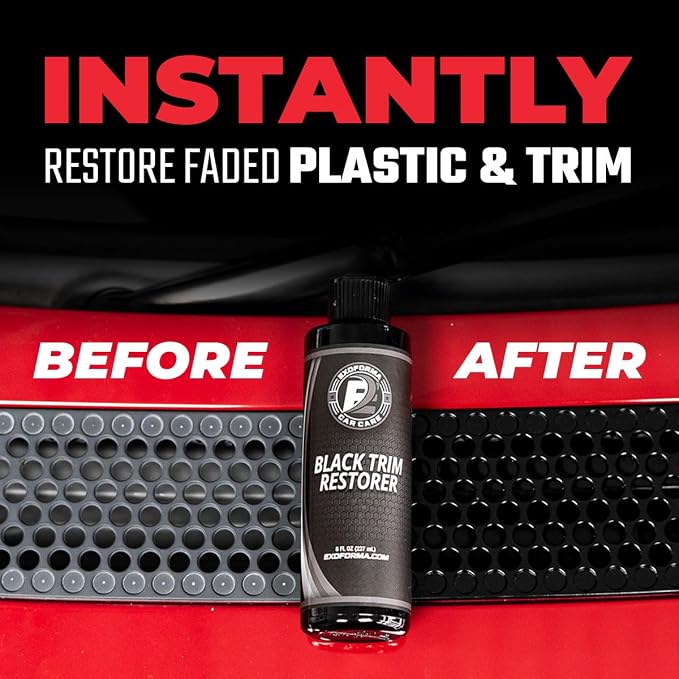 ExoForma Black Trim Restorer - Lasts 6+ Months, Dye Infused Waterproof Plastic Restorer for Cars - Perfect for Faded Bumpers, Trim & Vinyl on Jeeps, Truck Beds, Avalanches & ATVs | 4oz Kit
