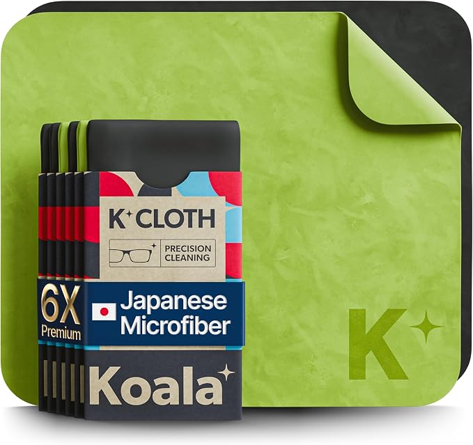Koala Lens Cleaning Cloth | Japanese Microfiber | Black & Green (Pack of 6)