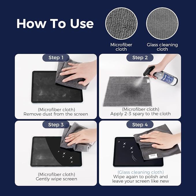 WELKIN Screen Cleaner Spray Kit, 18.6 oz + 2 oz for TV, Laptop & Phone | Fine Mist Spray for Screens, Gentle Formula, Streak-Free Cleaning, Anti-Static, Includes 1 Microfiber Cloth & 1 Glass Wipe
