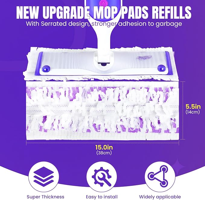 24 Pcs Power Mop Refills Pad, 5X Cleaning Multi-Surface Replacement for Swiffer Power Mop, Wet Pads Refill for Wood Floors & More, Compatible with Swiffer PowerMop Pads & Mopping Refills