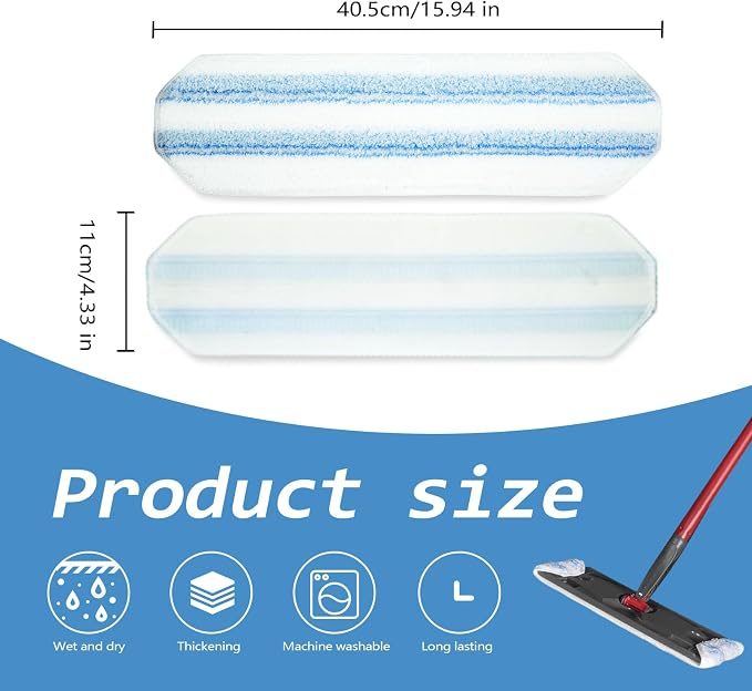 8 Flat Mop Replacement Pads for O Cedar Flat Mop System | for O Cedar Flat Mop Replacement pads,Machine Washable, Powerful Stain Removal, for Hardwood, Tile, Marble, laminate floors.