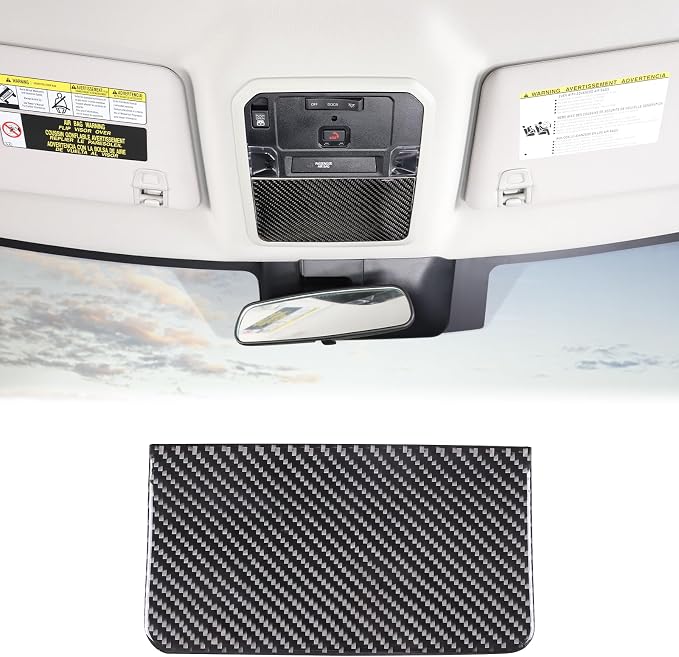 Aunginsy Car Roof Glasses Box Cover Decorative Sticker Compatible with Toyota Tundra/Sequoia 2022-2024 Real Carbon Fiber Car Roof Glasses Box Panel Trim Sticker Protection Cover Interior Accessories
