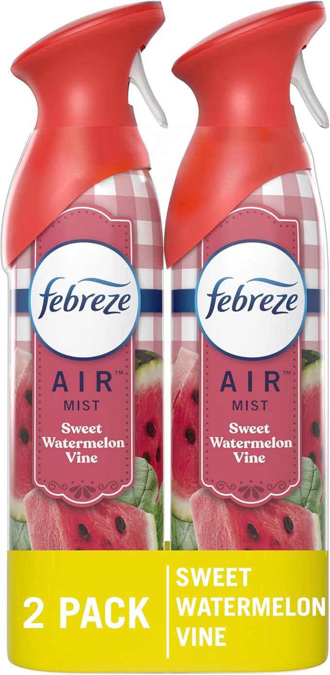 Febreze Air Mist Air Freshener Spray, Odor-Fighting Room Spray, Air Fresheners for Home and Bathroom and Kitchen, Aerosol Can, Sweet Watermelon Vine Scent, 8.8oz (Pack of 2)