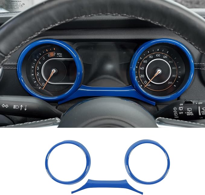 RT-TCZ for Jeep JL Dashboard Instrument Panel Gauges Trim Ring Cover for Jeep Wrangler JL JLU Gladiator JT 2018-2023 Blue Interior Accessories 3pcs