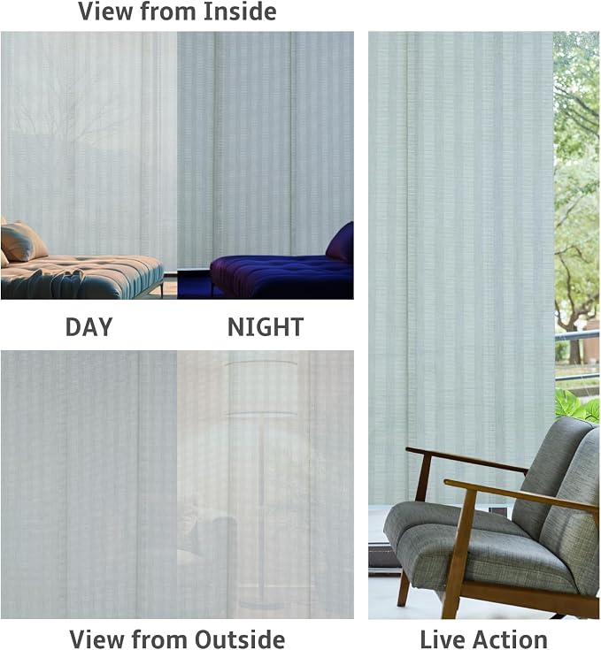Replacement Fabric Panels for Sliding Glass Door (4-Pack, 23"x96"), Fabric Only, Natural Woven Blind Slats, Trimmable, Sheer, Track & Bottom Rail Not Included,Napa Taupe