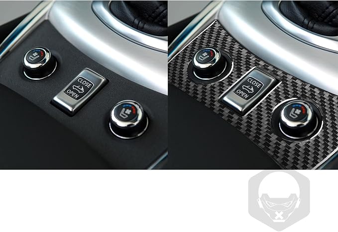Real Carbon Fiber Trim for Infiniti Accessories | for G37 G25 Q60 Q40 X S 2011-2015 2012 2013 2014 Sedan Coupe Convertible Center Seat Heating Button Thick Overlay Decal - A