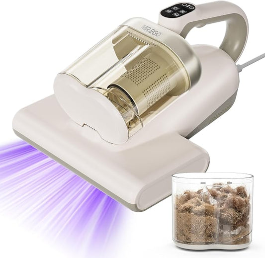 Mr.ego Mattress Vacuum Cleaner, 16Kpa Bed Vacuum with 253.7nm UV-C Light & Ultrasonic, 16.4FT Corded, Washable HEPA Filter, Handheld Vacuum for Bed, Couch, Crib, Carpet (White)