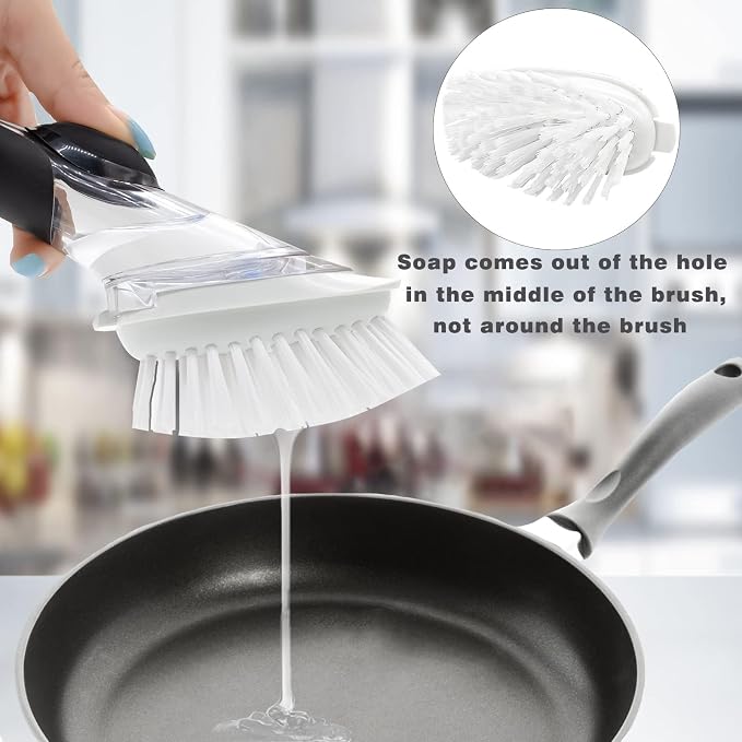 Brush Refills for RIMAY Dish Brush - 6 Pack Dish Brush Cleaning Soap Dispensing Head Replacement for Scrubber (White)