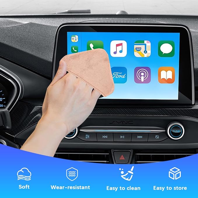 Car Screen Cleaner, Microfiber Cloth Vehicle Touchscreen Cleaning Wipes, Foldable Automotive Interior Cleaning Pad Accessory for Dashboard LCD Display, Universal for Truck SUV RV (Square/Pink)