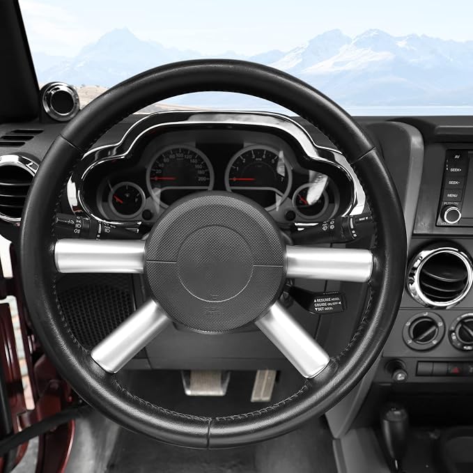 14PCS Full Set Interior Trim Kit for 2007-2010 Jeep Wrangler JK JKU,Air Outlets A Pillar Speaker Glove Box Handle Dashboard Cover Trim(Chrome)